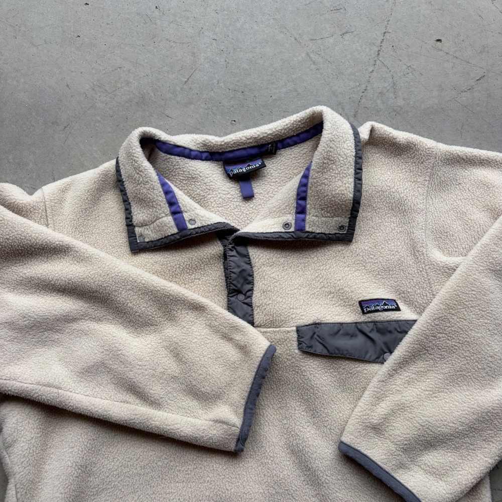 Vintage 90s Patagonia Synchilla Snap-T Fleece Pullover Oatmeal Cream Mens Medium